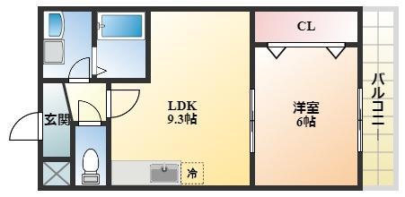 アクティブ オクダ(1LDK/1階)の間取り写真