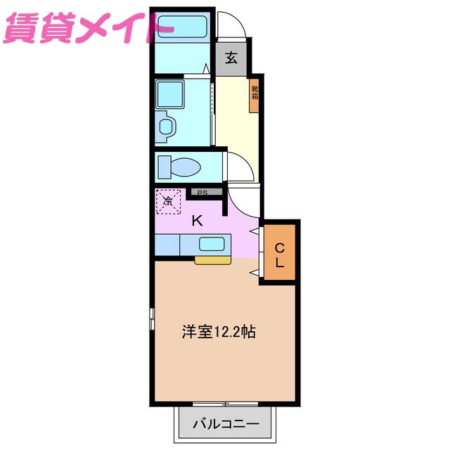 ピアチェーレ(ワンルーム/1階)の間取り写真