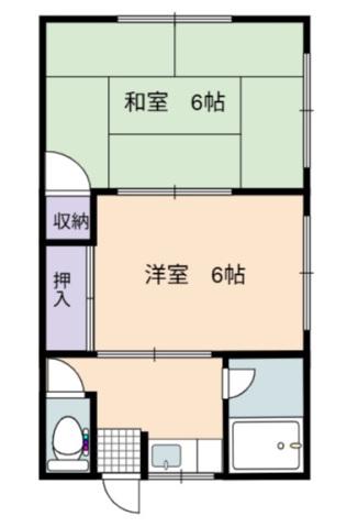 いわき荘(2K/2階)の間取り写真