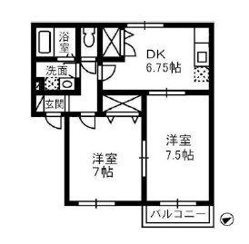 サンパティークB棟(2DK/2階)の間取り写真