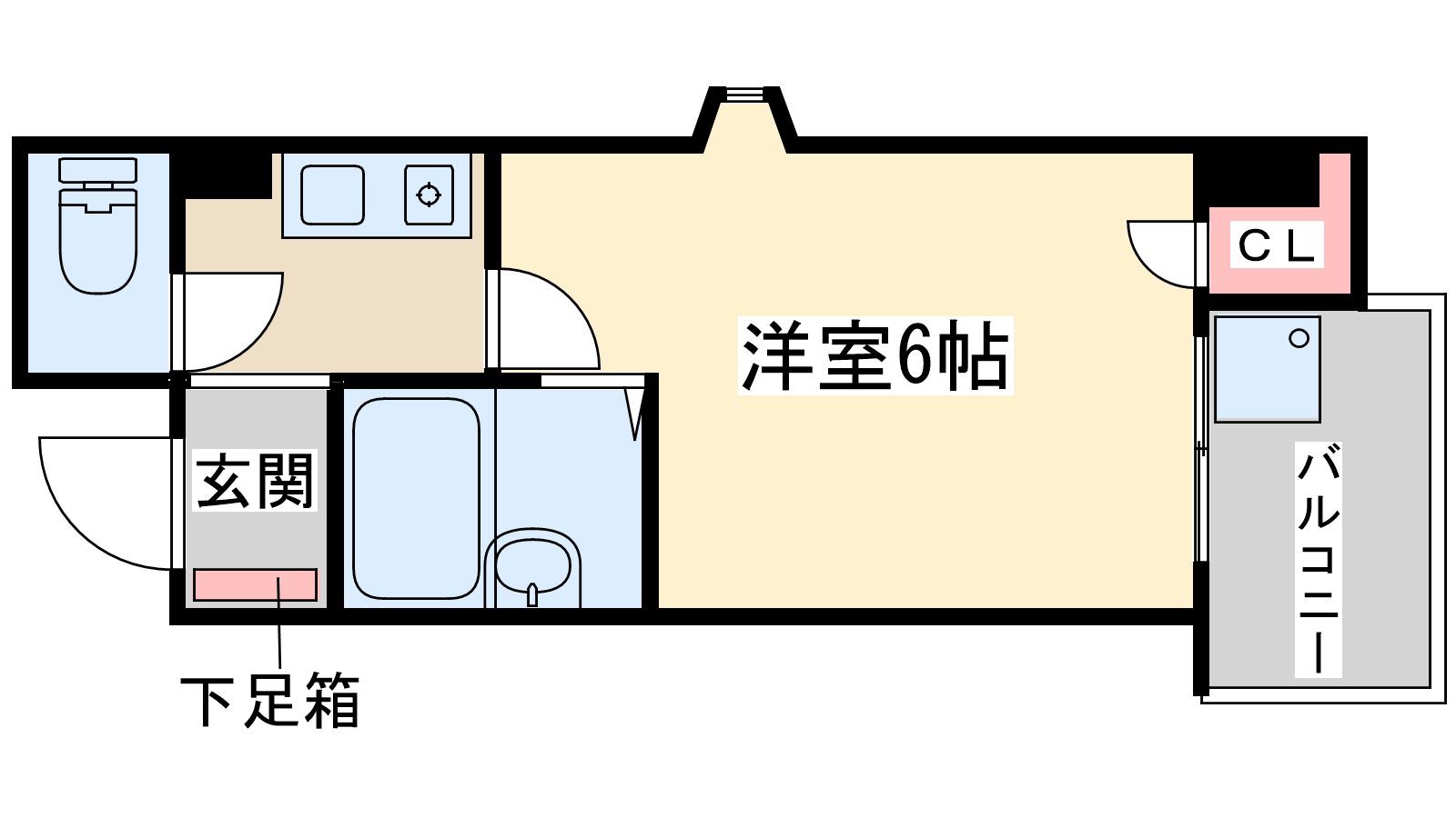 クラウンハイム新高(1K/4階)の間取り写真