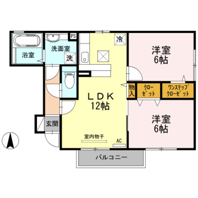 カーサ・デ・ソル(2LDK/1階)の間取り写真