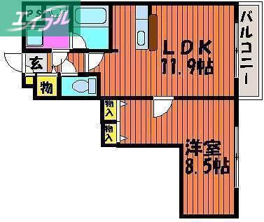 昭和ビル(1LDK/3階)の間取り写真