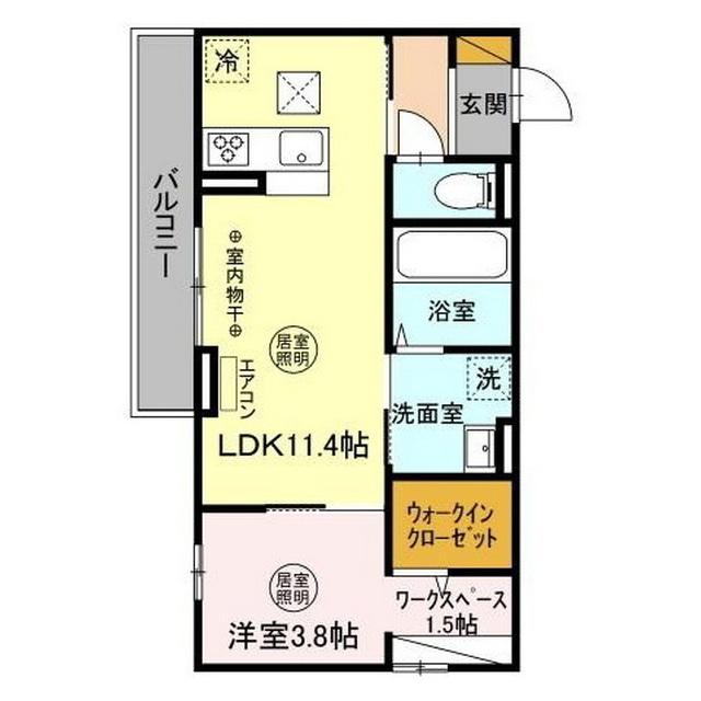 ウエスト・パーク C(1LDK/2階)の間取り写真