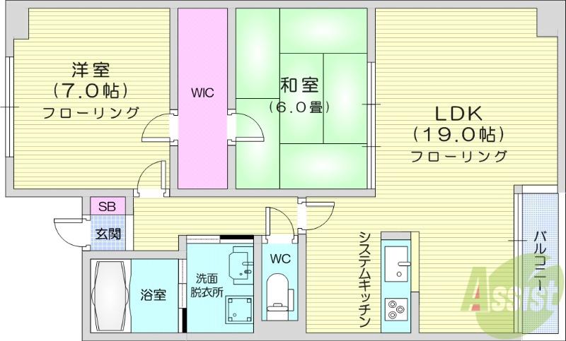 サンクレスト原町(2LDK/5階)の間取り写真