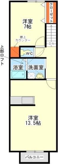 モデラート(1LDK/2階)の間取り写真