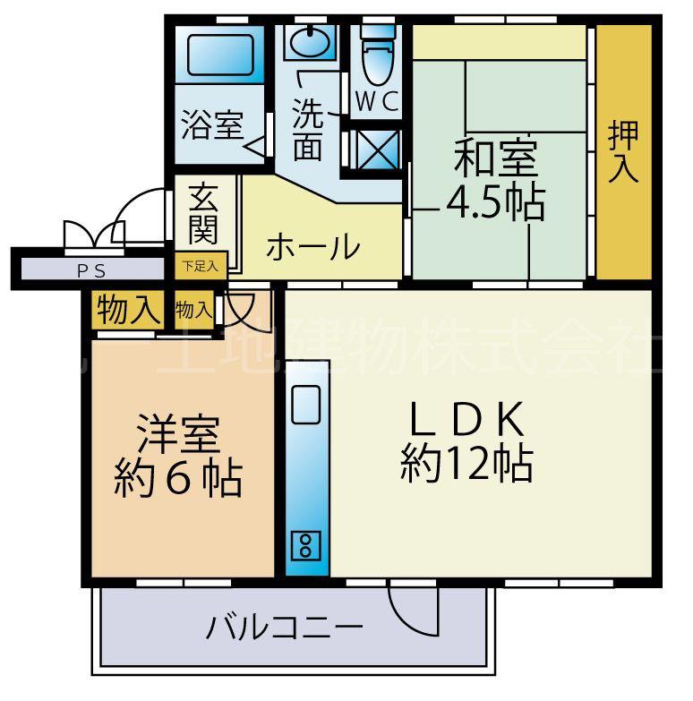 真砂1丁目団地(2LDK/2階)の間取り写真