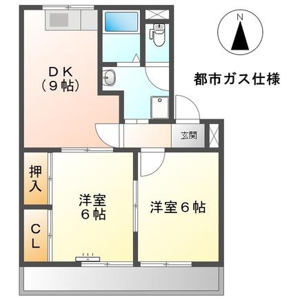 レジデンス光琳(2DK/3階)の間取り写真