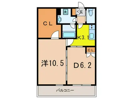 イルヴィアーレ大山金井町(1DK/7階)の間取り写真