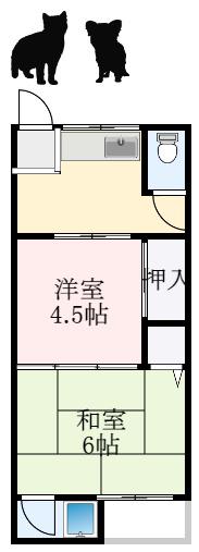 初芝アパート(2K/1階)の間取り写真