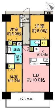 ブランシエル東加古川(3LDK/3階)の間取り写真