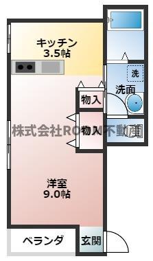 ラパン郡元(1K/1階)の間取り写真
