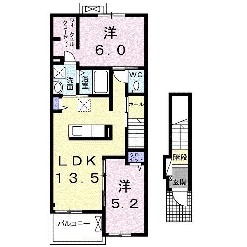 アルジャン(2LDK/2階)の間取り写真