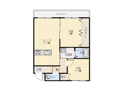 PETTY NET 伊形B(2LDK/1階)の間取り写真