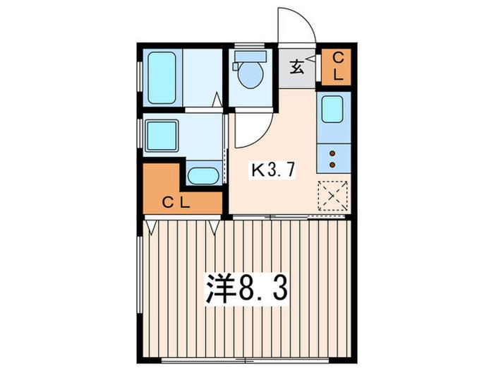 ヴィラッジオ東川島町(1K/1階)の間取り写真
