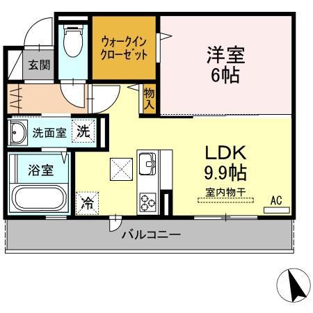 ウィズ沖浜(1LDK/1階)の間取り写真