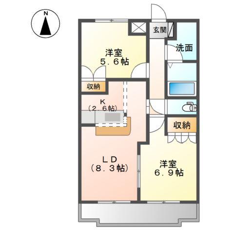 サンクチュアリ III(2LDK/2階)の間取り写真
