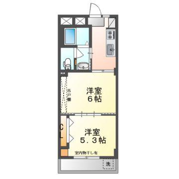 八乙女ハイツRENOVATION物件株式会社ホームメイト管理物件(1DK/2階)の間取り写真