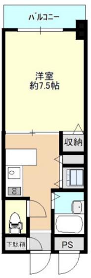 プレア21(1K/4階)の間取り写真