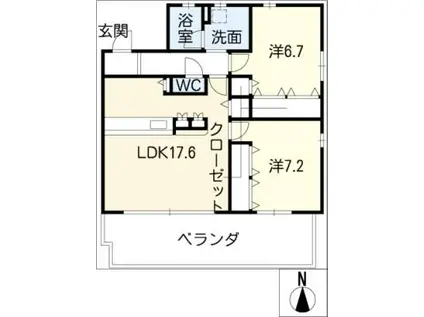 AERIE岳見(2LDK/3階)の間取り写真