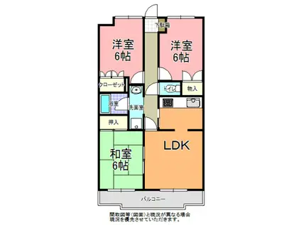 末広マンション(3LDK/4階)の間取り写真