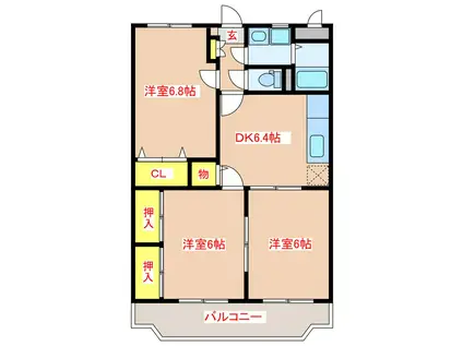 ユメハイム中郷(3DK/3階)の間取り写真