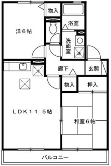 ラフィーネ(2LDK/1階)の間取り写真