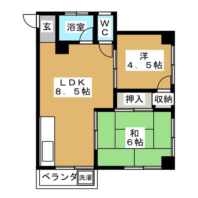 コーポマルナカ(2LDK/2階)の間取り写真