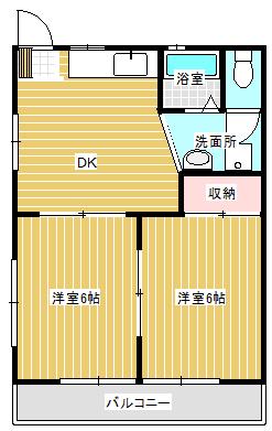 シルクハイツ(2DK/4階)の間取り写真
