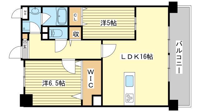 フランディルルミエ思案橋(2LDK/1階)の間取り写真