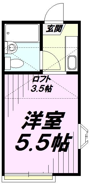 プラザ・ドゥ・アミーゴス(1K/2階)の間取り写真