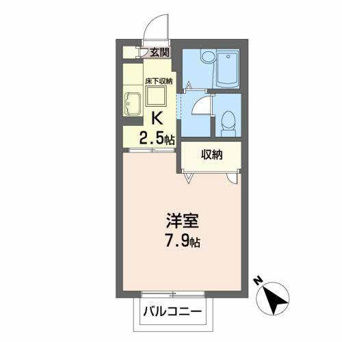 ルミエールコートB(1K/1階)の間取り写真