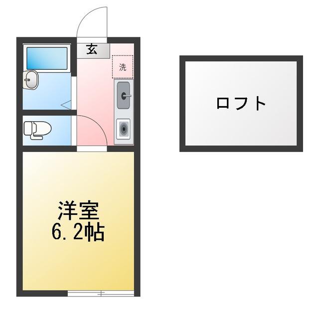 アークフローレス(1K/1階)の間取り写真