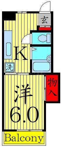 横溝ビル(1K/3階)の間取り写真