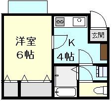 カエルコーポ(1K/2階)の間取り写真