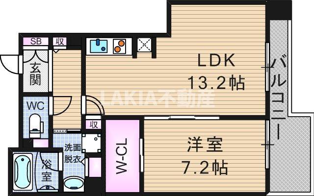 BRAVI南堀江(1LDK/6階)の間取り写真