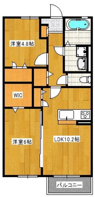 ハイム老司(2LDK/2階)の間取り写真