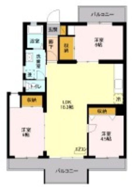 ハイツ南(3LDK/4階)の間取り写真