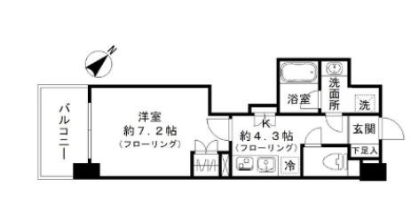 オーチャード(1K/3階)の間取り写真
