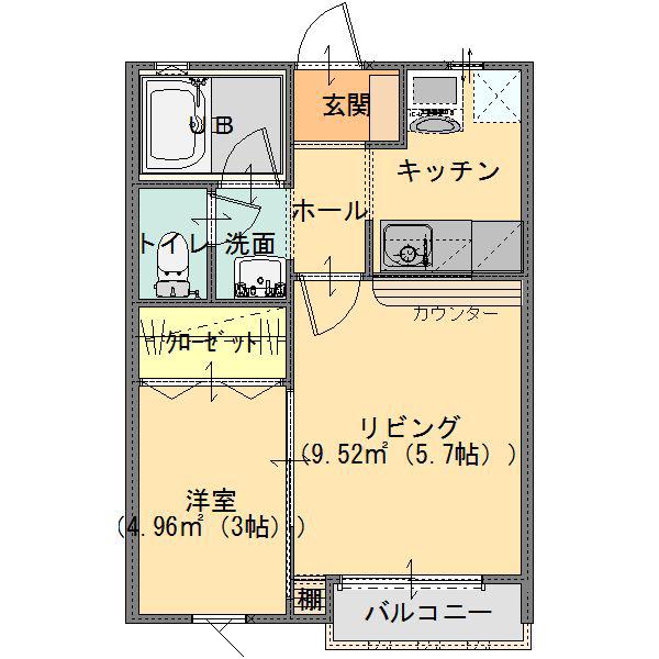 メゾン ド エクラタン(1LK/2階)の間取り写真