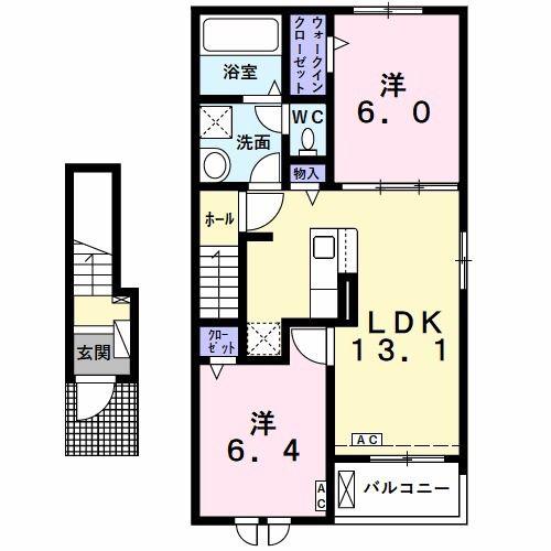 スフリーズ赤坂 I(2LDK/2階)の間取り写真