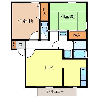 ロイヤルウィングC棟(2LDK/2階)の間取り写真