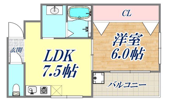 サンビルダー大日通(1LDK/2階)の間取り写真