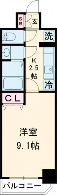 フォーシーズン開成山公園(1K/10階)の間取り写真