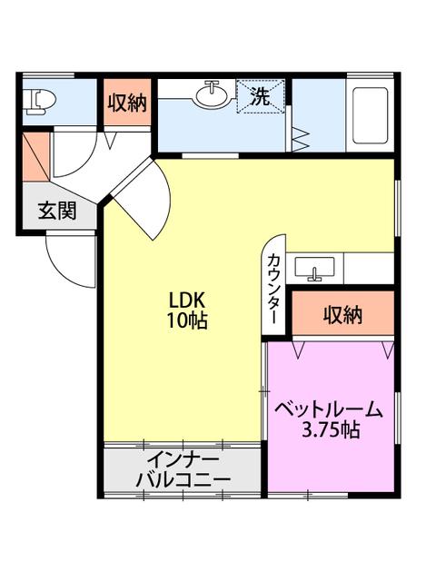 ラベンダーII(1LDK/2階)の間取り写真