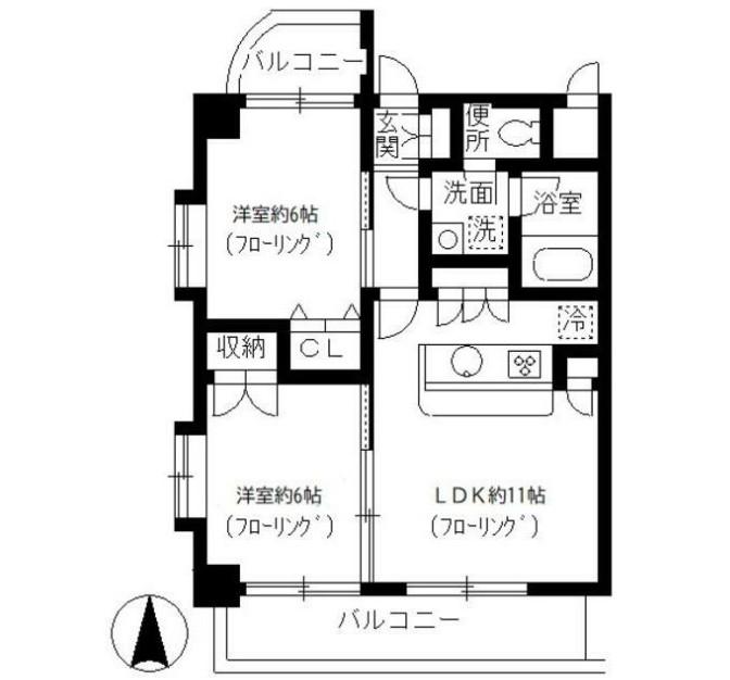 カラコレス篠崎(2LDK/3階)の間取り写真