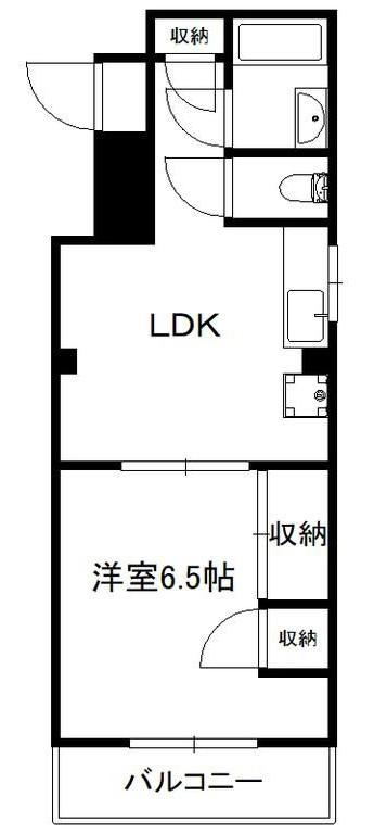富岡ビル(1LDK/3階)の間取り写真