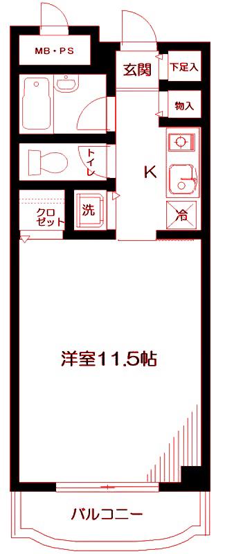 日神パレス生麦(1K/7階)の間取り写真
