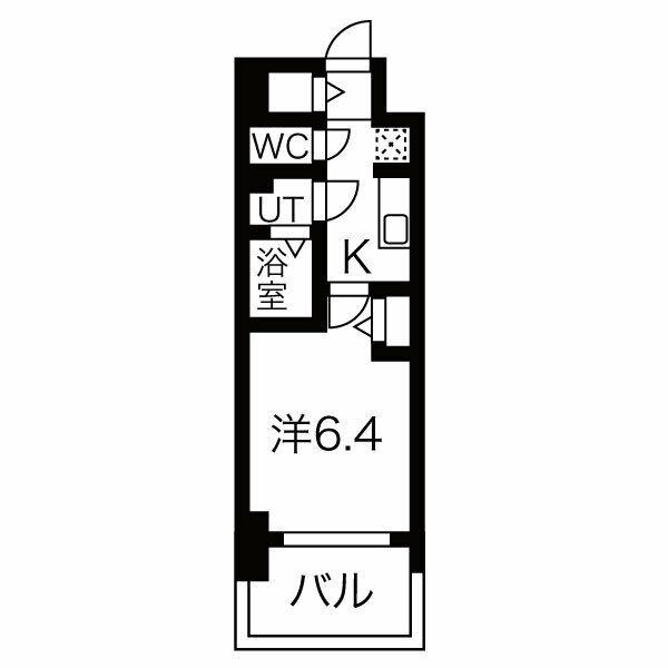 メイクス名駅南II(1K/4階)の間取り写真