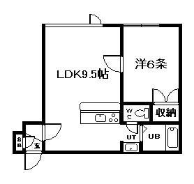 エスポアール(1DK/2階)の間取り写真